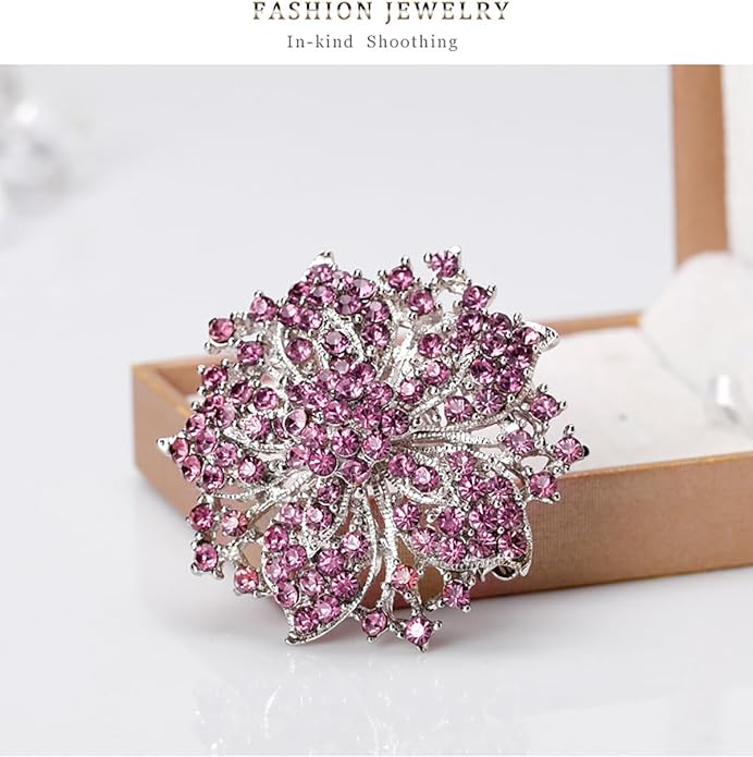 Rhinestone Bauhinia Flower Brooch Pin - Elegant Clothing Accessory for Women - Big Crystal Flower Brooch for Christmas, Halloween, Birthday, Party, Wedding Costume Jewelry