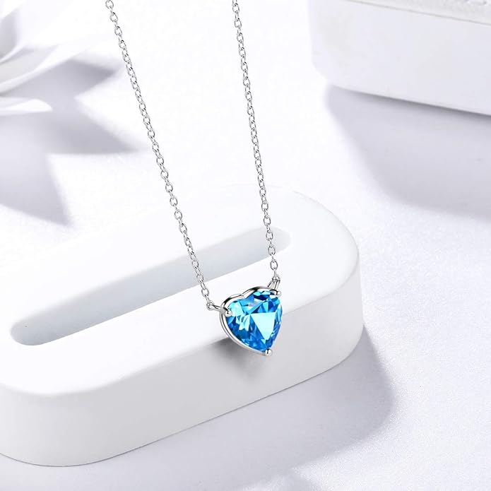 Aurora Tears 925 Sterling Silver 12 Birthstone Hearts Jewelry Women Crystal Wedding/Engagement/Bridal Heart Necklace/Earring/Ring/Bracelet Sets Jewellery