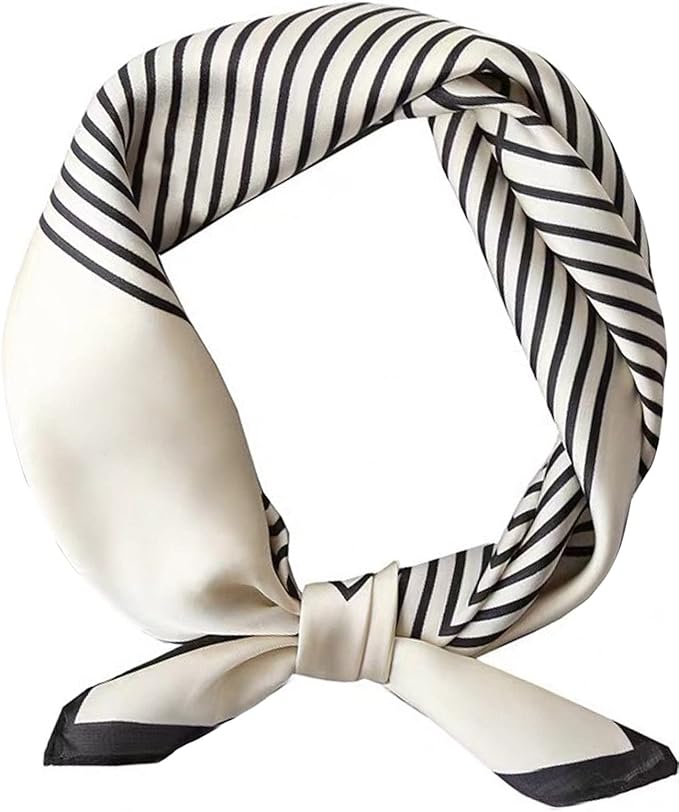 kcctoo 27.5" Mulberry Silk Feeling Head Scarf Women's Fashion Square Neck Satin Scarfs for Bag Hair Scarves Gift