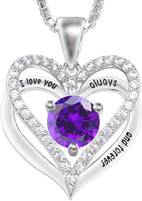 Kuschelkatze Entwined Souls Necklace - Sterling Silver Double Heart Pendant | Engraved 'I Love You Always and Forever' | Gift for Couples, Anniversary, Wedding