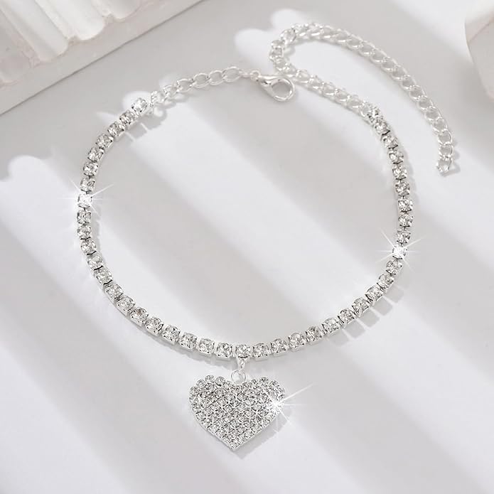Ankle Bracelets for Women Waterproof Sparkly Anklets Tennis Rhinestone Anklets for Women Starfish Infinity Heart Cross Anklet Bracelet Beach Jewelry