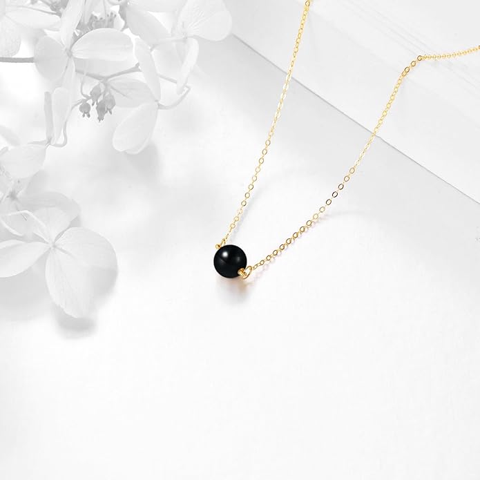 KECHO 14K Real Gold Freshwater Cultured Pearl Pendant Necklace 14K Solid Gold Jewelry Anniversary Birthday Gifts for Women