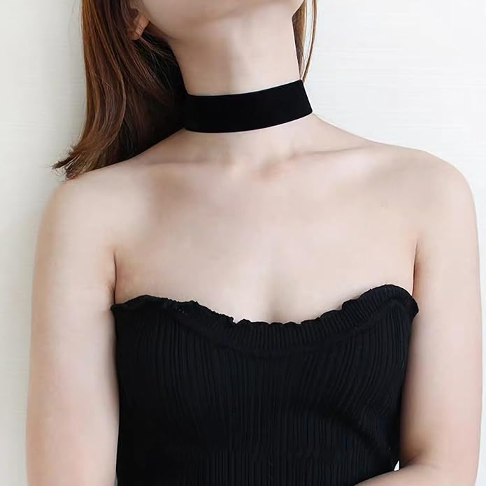 Fesciory Black Necklaces for Women, Adjustable Layered Velvet Leather Lace Collar Necklace, Goth Jewelry Gifts.