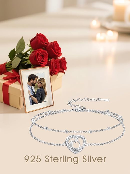 Dorunmo Initial Anklet 925 Sterling Silver Letter A-Z Layered Heart Anklet Beach Jewelry Birthday Gifts for Women