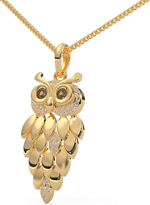 1/6 Cttw Natural Diamond Vintage Owl Pendant Necklace for Women | 925 Sterling Silver with 18" Chain | Fine Jewelry, Gift Box Included