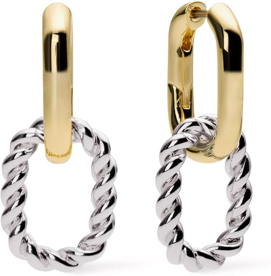 Ana Luisa Ash Double Hoop Earrings for Women - 14K Gold Plated, Silver & Two-Tone Drop Dangle Hoop Earring - Trendy Paperclip Link Huggie Hoop - Hypoallergenic, Water-Resistant & Tarnish-Free Jewelry
