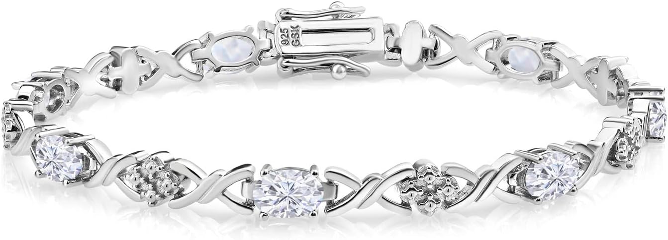 Gem Stone King 2-4 Cttw Infinity Link Gemstone Birthstone Tennis Bracelet for Women | 925 Sterling Silver | Oval 6X4MM | 7 Inch with Secure Clasp | Fine Jewelry for Her Mom Wife Anniversary