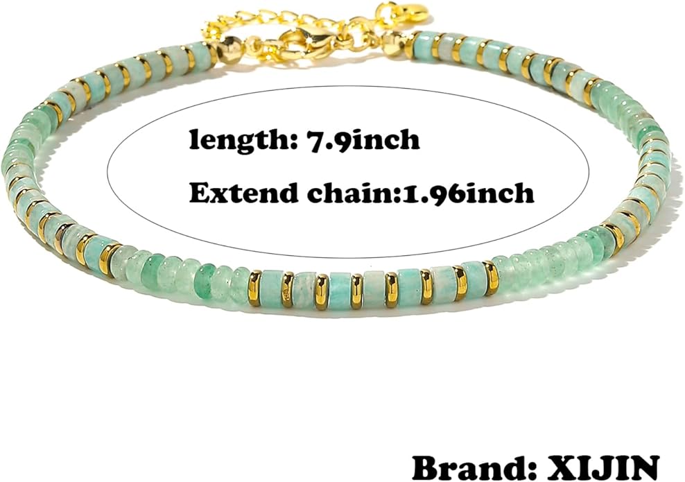 XIJIN Natural Stone Beaded Anklets for Women Handmade Beach Boho Turquoise Beads Ankle Bracelet Jewelry Gift for Her