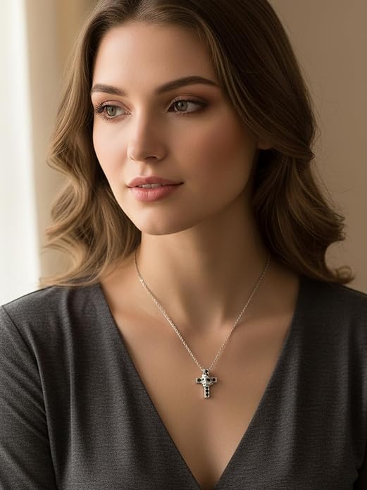 CYW Moissanite Skull Cross/Spider/Raven Necklace for Men Women, Intriguing Design, Really Authentic Solid 925 Sterling Silver with Rhodium Finish, 16"/18"/20" Adjustable, Halloween Jewelry