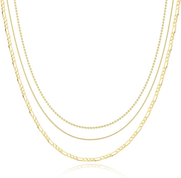 Freekiss Herringbone Necklace for Women,Dainty Gold Necklace,14k Gold Plated Snake,Gold Chain Choker Necklaces,Simple Gold Layered Necklaces,Gold Jewelry Gift for Women