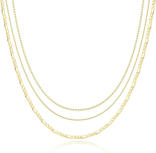 Freekiss Herringbone Necklace for Women,Dainty Gold Necklace,14k Gold Plated Snake,Gold Chain Choker Necklaces,Simple Gold Layered Necklaces,Gold Jewelry Gift for Women