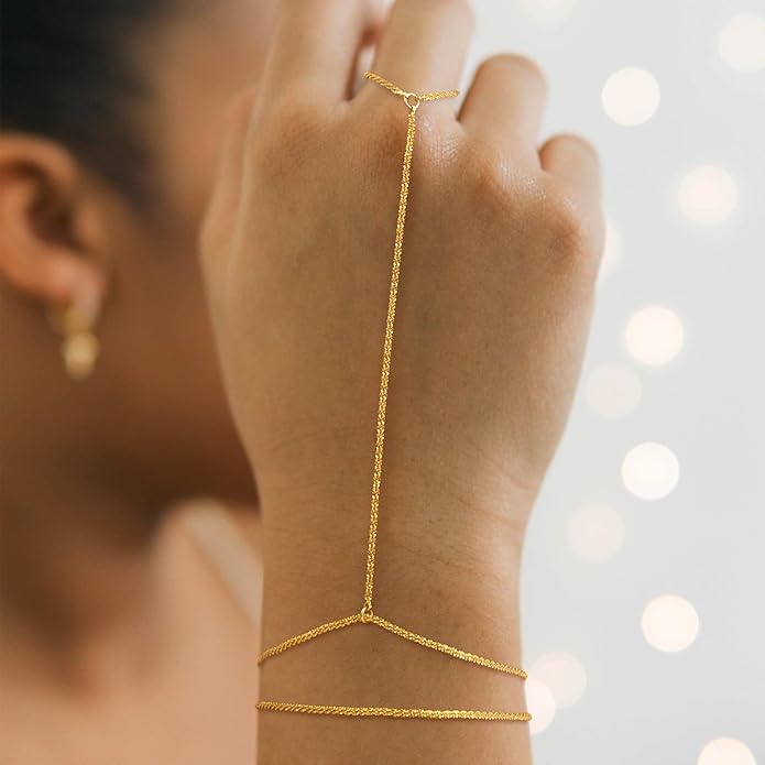 MBW Gold Bracelets for Women Trendy, Dainty 14K Gold Plated Bracelet Stack Beaded Chain Bracelet Set Thin Small Cute Paperclip Bracelets Fashion Waterproof Jewelry Gift Gold Accessories for Women