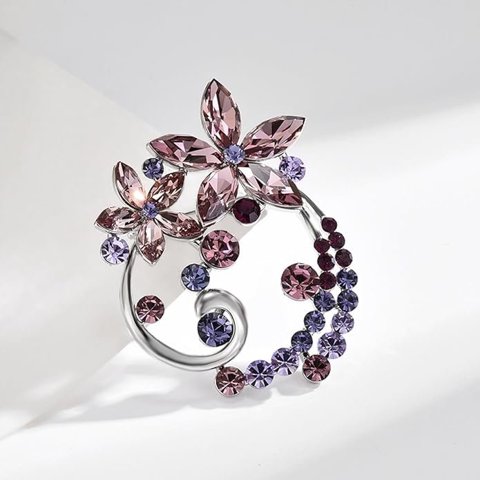 Flower Brooch Pin - Rhinestone Flower Pin 18k Gold Plated - Thanksgiving Day, Birthday, Wedding Gifts for Mom, Wife