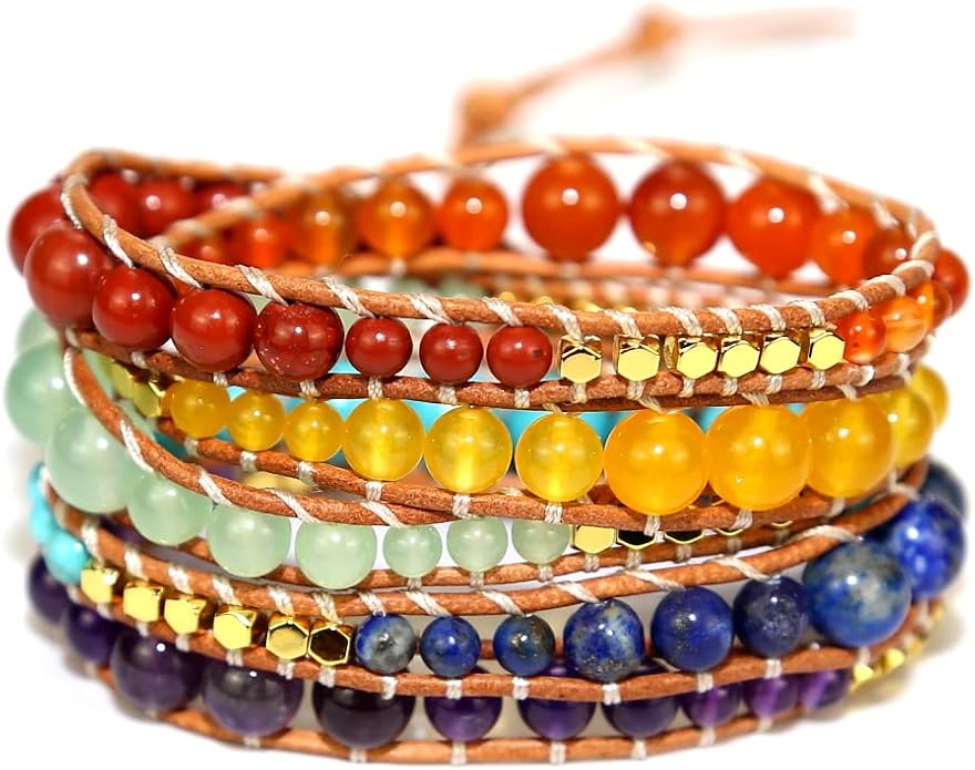 ZOSOJONA Boho Wrap Bead Bracelet for Women - Handmade Adjustable Natural Stone Beaded Bracelets Rope Yoga Healing Bracelet Bangle Hippie Jewelry