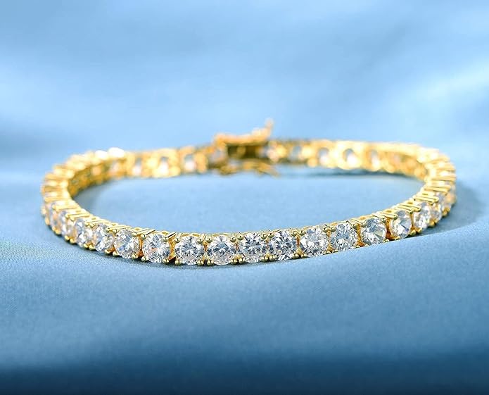 Gemsme 18K Yellow Gold/White Gold Plated Wedding Jewelry Set Tennis Necklace/Bracelet/Earrings Sets Pack of 3