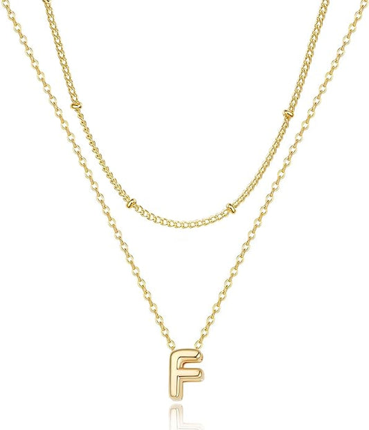 Bubble Letter Necklace Layered Initial Necklaces for Women Dainty Cute Choker Pendant Stack Jewelry Teen Gift Trendy Stuff
