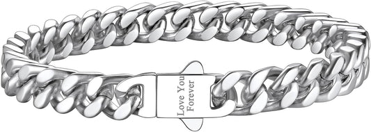 Richsteel 5/7/9/12mm Wide Miami Cuban Link Chain Bracelet for Men Women,Stainless Steel/Gold/Black Plated,7.4/8.2/9 Inch Length,Hip Hop Urban Street-wear Jewelry(Gift Wrapped)