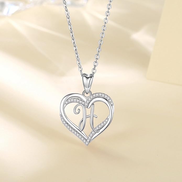 INFUSEU Unique Initial Necklaces for Women Girls Small Heart Letter Jewelry, Meaningful Personalized Gifts