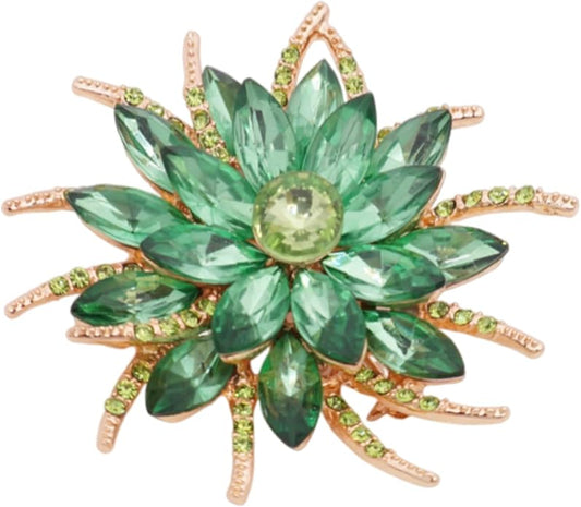 Rhinestone Large Flower Brooches Pins for Women Fashion Sparkly Crystal Sunflower Statement Brooch Unique Wedding Party Suit Dress Jewelry Accessories