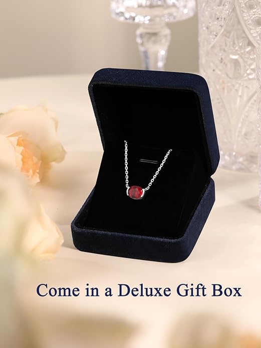 CYW Moissanite/Ruby/Sapphire/Emerald Dainty Pendant Necklace for Women, Novelty Design, Really Authentic Solid 925 Sterling Silver, 16"/18"/20" Adjustable, Birthday Anniversary Valentines Gift