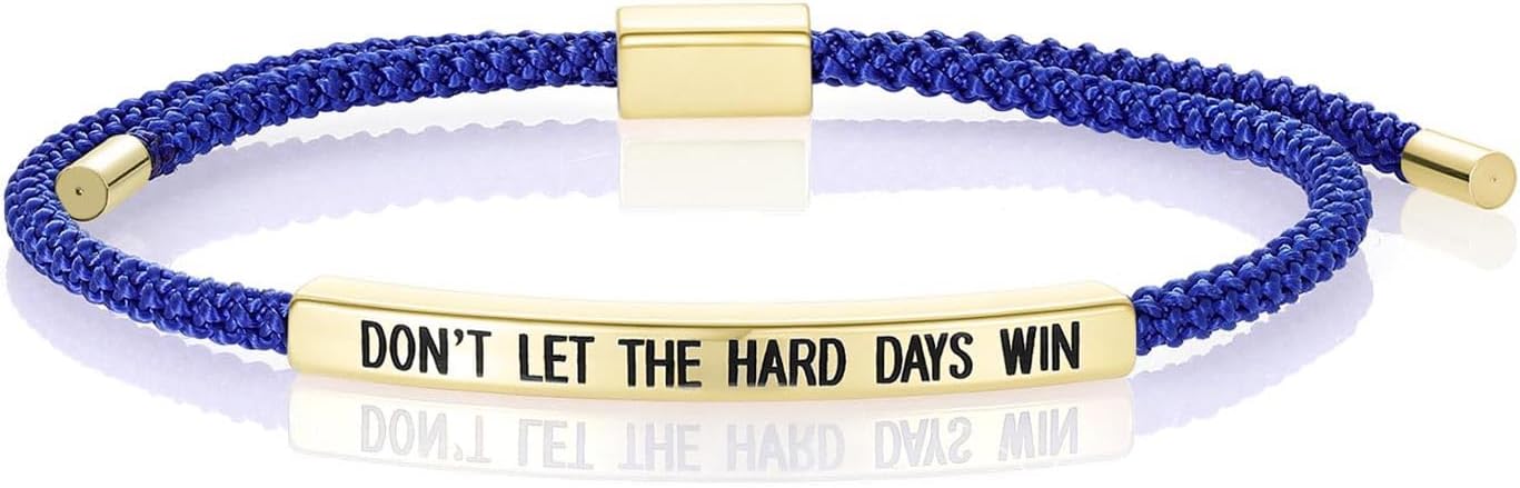 KHKINDPRO Dont Let The Hard Days Win Bracelet for Women Men, Handmade Braided Adjustable Wrap Stainless Steel To My Daughter/Best Friend Inspirational Gifts Ladies Jewelry