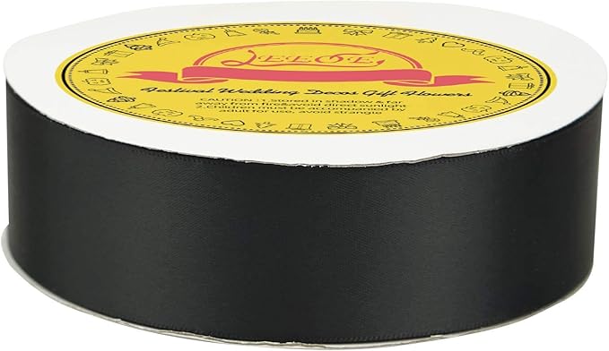 LEEQE Double Face Black Satin Ribbon 1-1/2 inch X 50 Yards Polyester Black Ribbon for Gift Wrapping Weddings Party Hair Bow Invitation Decorations and More