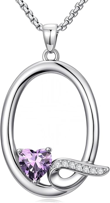 Christmas Gifts for Women Alphabet A to Z Initial Birthstone Pendant Necklaces for Women - 18k White Gold Plated Personalized Name Jewelry Valentine Mothers Day Birthday Gifts for Women Her Girlfriend