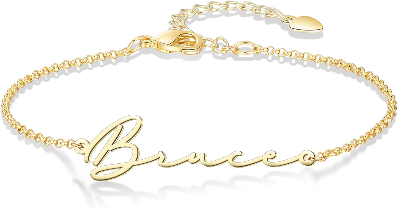 LucySky Custom Bracelets with 2 Names for Women, 925 Sterling Silver Adjustable Personalized Name Anklet, Custom Bracelets Summer Beach Jewelry Dainty Gifts for Wife, Sister, Friends