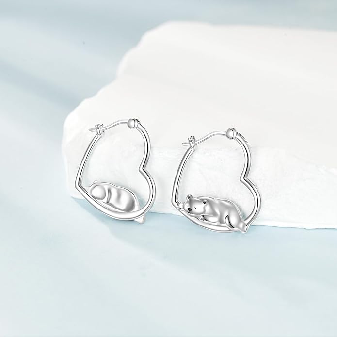 YFN Animal Earrings Sterling Silver Animal Heart Hoop Dangle Earrings Cute Jewelry Gifts for Women