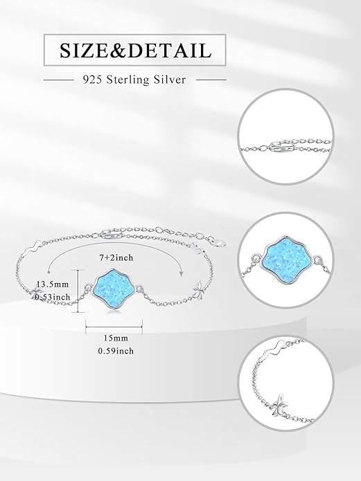 Sea Turtle/Dolphin/Starfish/Seashell/Compass Bracelet for Women 925 Sterling Silver Ocean Wave Anklet Summer Hawaiian Jewelry Gift for Her