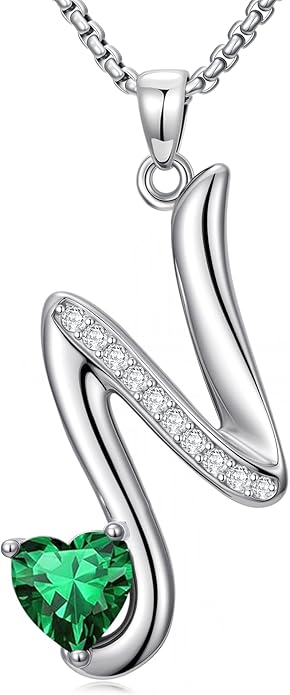Christmas Gifts for Women Alphabet A to Z Initial Birthstone Pendant Necklaces for Women - 18k White Gold Plated Personalized Name Jewelry Valentine Mothers Day Birthday Gifts for Women Her Girlfriend