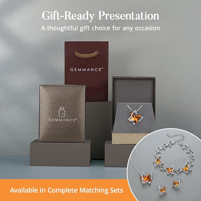 Gift Butterfly Birthstone Crystal Necklace, Silver Tone with 18”+2” Chain, Necklace for Mother’s Day Anniversary Birthday Gifts for Women and Daughter