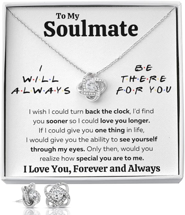 Couples Gifts Necklace To My Soulmate Necklace Birthday Christmas Jewelry Romantic Gifts For My Wife with Message Card Box Personalized Gift Present Pendant for Future Wife Soulmate Girlfriend