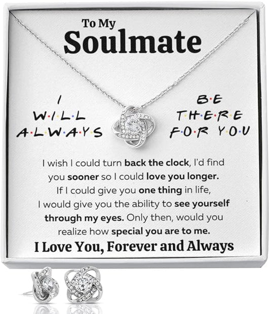 Couples Gifts Necklace To My Soulmate Necklace Birthday Christmas Jewelry Romantic Gifts For My Wife with Message Card Box Personalized Gift Present Pendant for Future Wife Soulmate Girlfriend