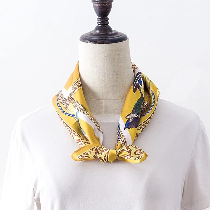 ANDANTINO 100% Mulberry Silk Scarf -21” Lightweight Square Neckerchief – Breathable Digital Printed Scarves with Gift Packed