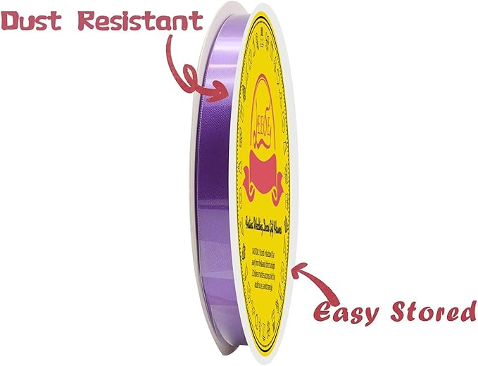 LEEQE Double Face Purple Satin Ribbon 3/8 inch X 50 Yards Polyester Purple Ribbon for Gift Wrapping Very Suitable for Weddings Party Hair Bow Invitation Decorations and More
