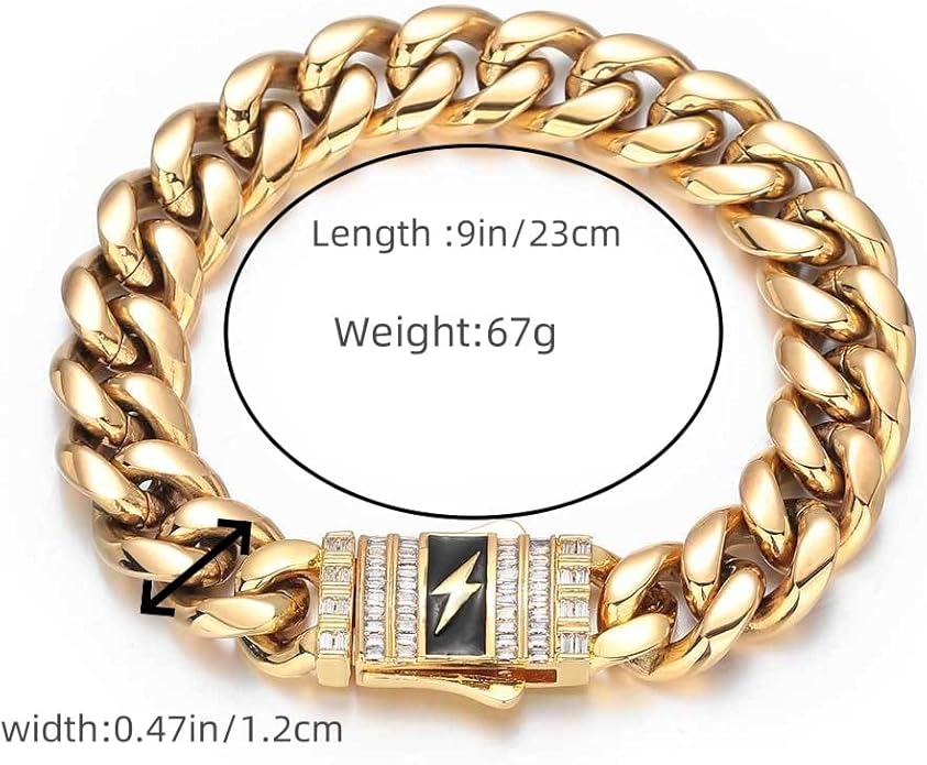 18K Gold Bracelet Cuban Chain Cold 18K Gold Hip Hop Miami Solid Cuban Chain Bracelet Men's Mosan Diamond Buckle Men's Gift