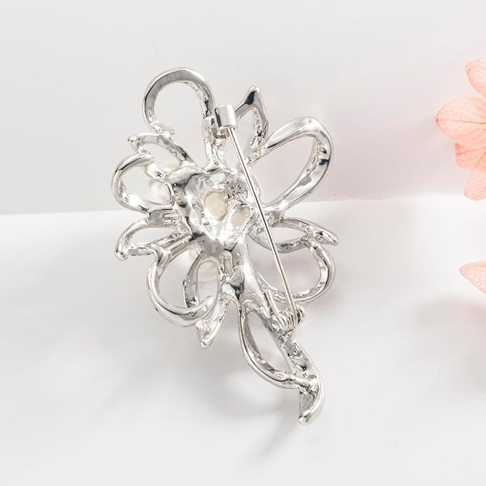 HAISWET Flower Simulated Pearl Elegant Brooch Pins Jewelry Wedding