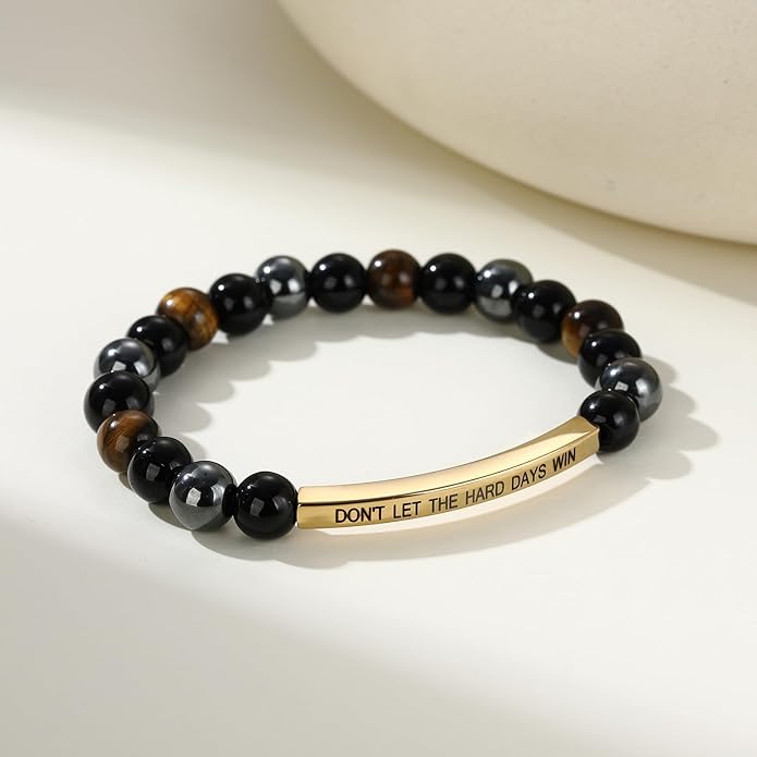 KHKINDPRO Dont Let The Hard Days Win Bracelet for Women Men, Handmade Braided Adjustable Wrap Stainless Steel To My Daughter/Best Friend Inspirational Gifts Ladies Jewelry