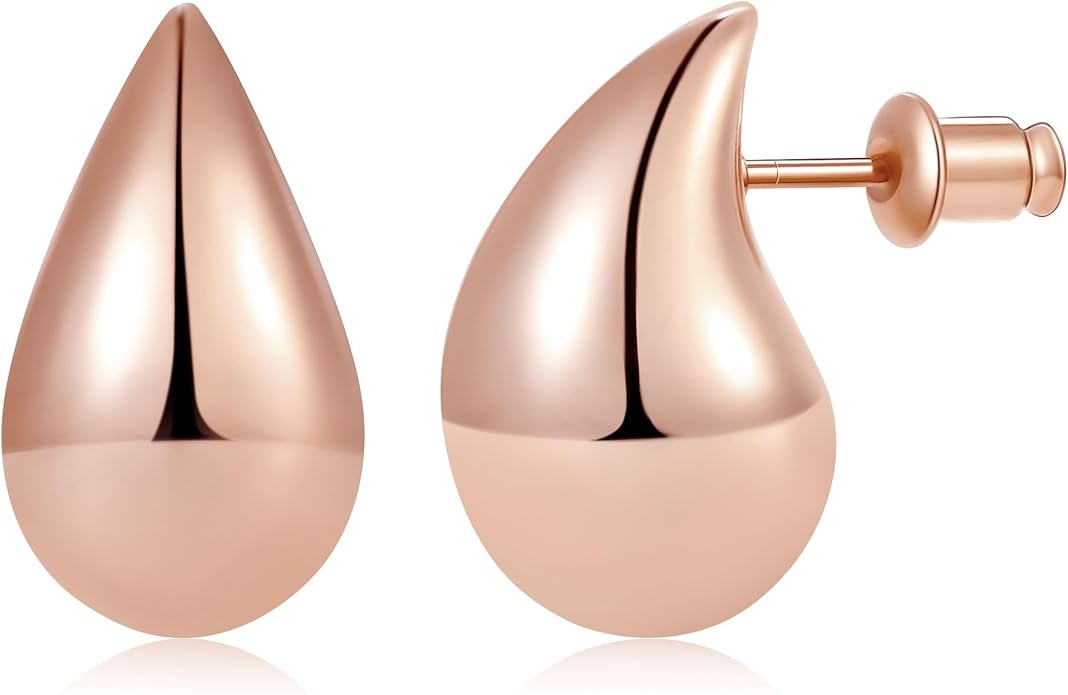 Gacimy Teardrop Earrings Dupes for Women 14K Gold Plated, Chunky Drop Earrings for Women with 925 Sterling Silver Post
