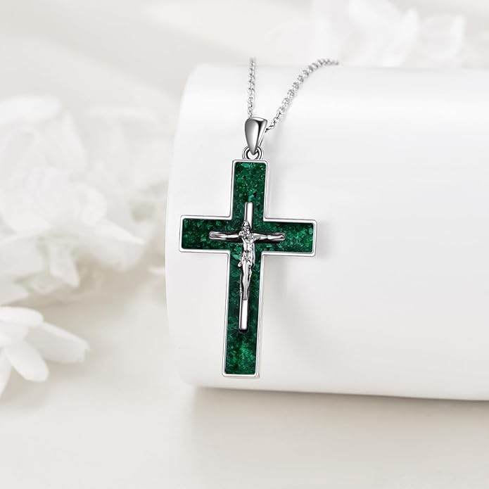 YFN Cross Necklace Sterling Silver Religious Cross Pendant Jewelry Christian Gifts for Women Men