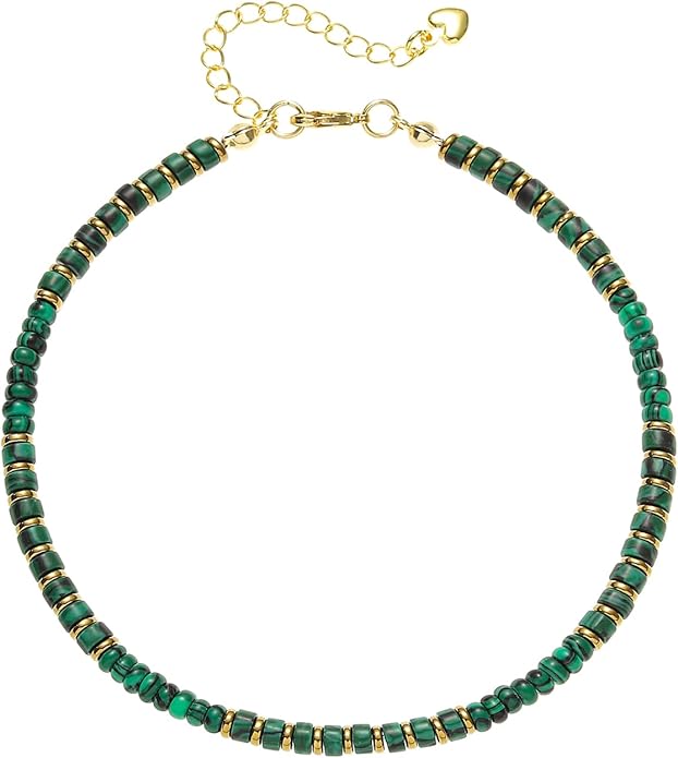 XIJIN Natural Stone Beaded Anklets for Women Handmade Beach Boho Turquoise Beads Ankle Bracelet Jewelry Gift for Her