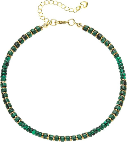 XIJIN Natural Stone Beaded Anklets for Women Handmade Beach Boho Turquoise Beads Ankle Bracelet Jewelry Gift for Her