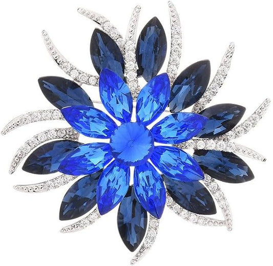 Fashion Flower Brooches for Women Rhinestone Flower Brooches Pins 18k Gold Plated Lapel Pins Jewelry for Girlfriend Wife