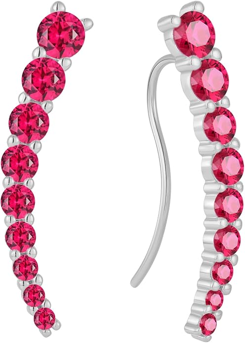 Climber Earrings for Women 925 Sterling Silver Ear Crawler Earrings White/Yellow/Rose Gold Plated Cubic Zirconia Earrings Jewelry