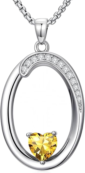 Christmas Gifts for Women Alphabet A to Z Initial Birthstone Pendant Necklaces for Women - 18k White Gold Plated Personalized Name Jewelry Valentine Mothers Day Birthday Gifts for Women Her Girlfriend