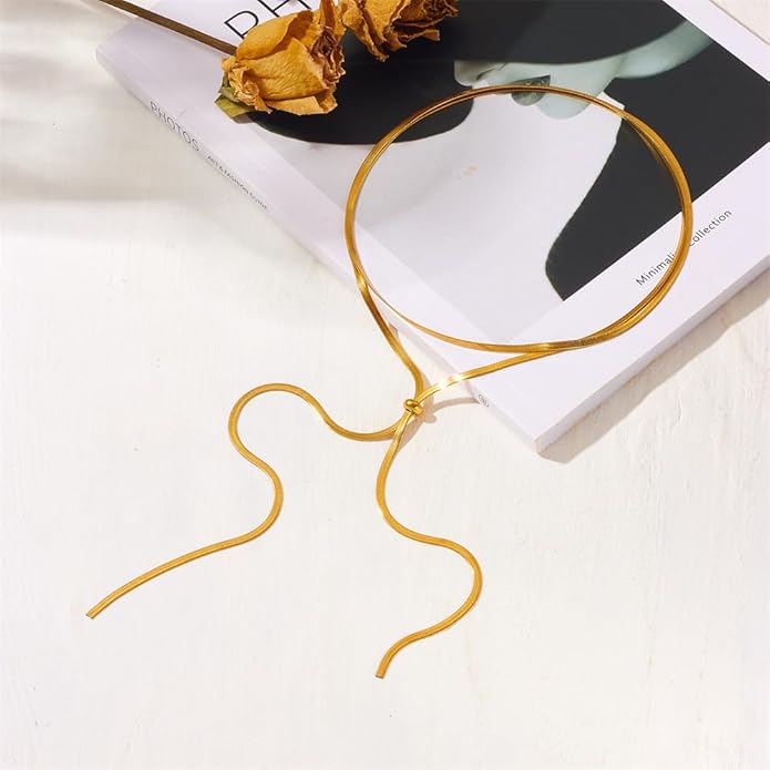 Chunky Gold Choker Necklace for Women,Trendy Silver Statement Necklace Long Snake Chain Drop Necklace,Charm Prom Body Jewelry Accessories Gifts