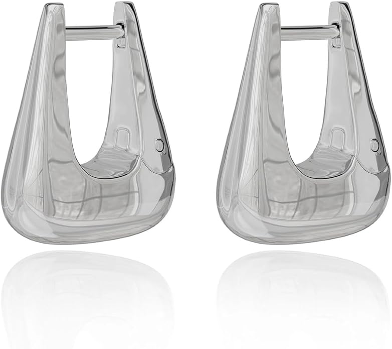 14K Gold/Silver Square Hoop Earrings for Women - Teardrop Hypoallergenic Stainless Steel Huggie Hoops Small Latch Back Geometric Minimalist Jewelry Gifts for Everyday Birthday Anniversary