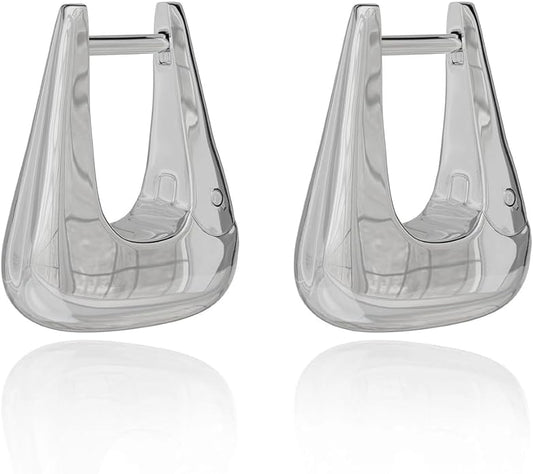 14K Gold/Silver Square Hoop Earrings for Women - Teardrop Hypoallergenic Stainless Steel Huggie Hoops Small Latch Back Geometric Minimalist Jewelry Gifts for Everyday Birthday Anniversary