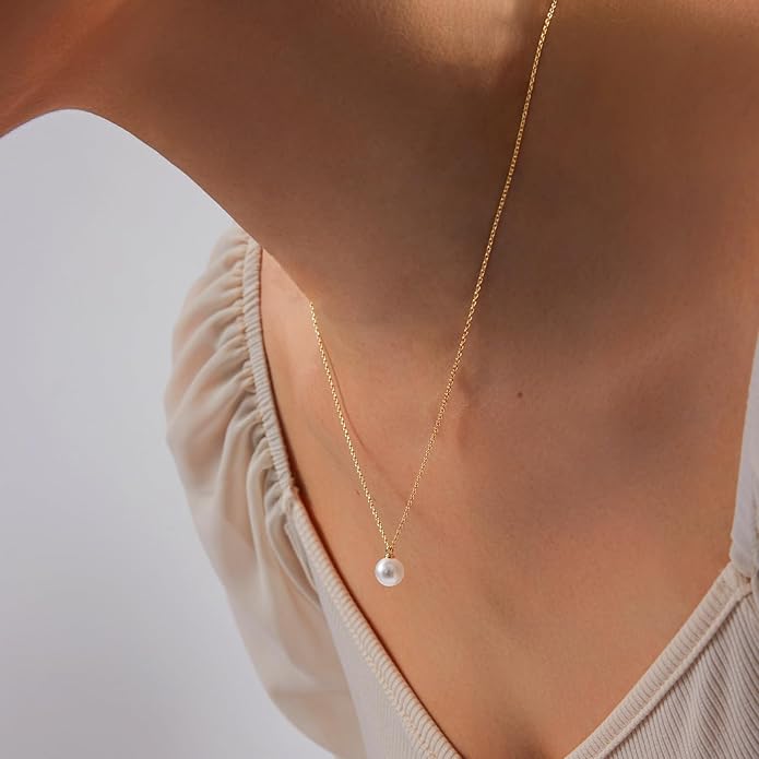 Zeffy Gold Pearl Necklace for Women, Dainty 14K Gold/Silve Plated Layered Pearl Choker Pearl Earrings Pearl Bracelets Wedding Trendy Gold Jewelry Set for Women Gifts